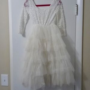 White lace ruffle dress